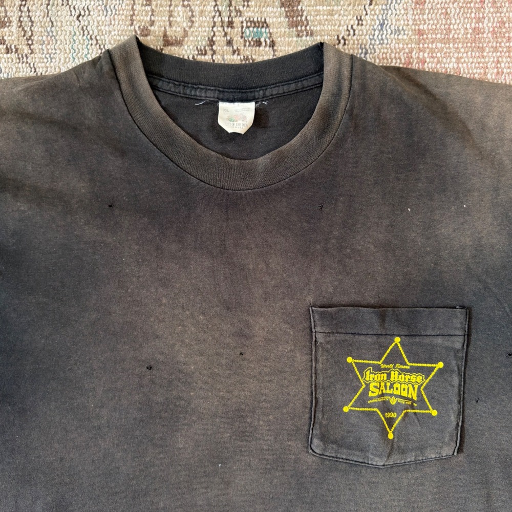 Vintage 1990 Iron Horse Saloon T Shirt Fruit of the Loom Biker Pocket Tee XL - Picture 2 of 6